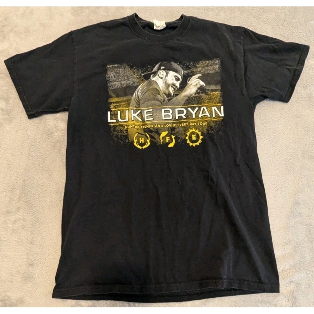 Luke Bryan Tour T-Shirt Fruit of the Loom Unisex Medium Black Good 2017 HFE Tee